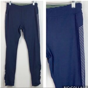 Kyodan blue + reflector trim long ruched leggings